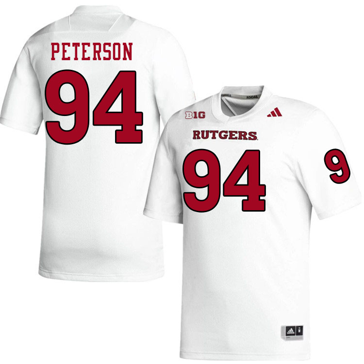 Men #94 JaSire Peterson Rutgers Scarlet Knights 2024 College Football Jerseys Stitched-White